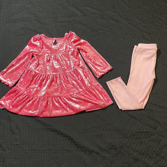 Cat & Jack Velour Pink Top  Size US XS (3T) and Old Navy pink Tights size 4T - Picture 9 of 15